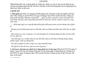 Hướng dẫn 3420/HD-BVHTTDL sử dụng Quốc kỳ Quốc huy Quốc ca chân dung Chủ tịch