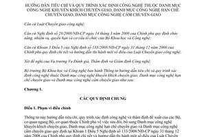 Thông tư 18/2012/TT-BKHCN hướng dẫn tiêu chí quy trình xác định công nghệ