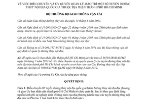 Quyết định 2400/QĐ-BGTVT năm 2012 điều chuyển ủy quyền quản lý bảo trì tuyến