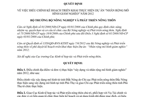 Quyết định 2390/QĐ-BNN-KTHT năm 2012 điều chỉnh Kế hoạch thực hiện dự án