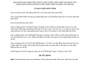 Quyết định 21/2012/QĐ-UBND giao đất xây dựng nhà cho người có thu nhập thấp