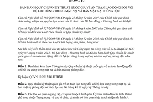 Thông tư 25/2012/TT-BLĐTBXH Quy chuẩn kỹ thuật quốc gia về an toàn lao động