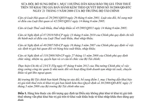 Thông tư 182/2012/TT-BTC sửa đổi điểm1 mụcI hướng dẫn khai báo trị giá tính thuế