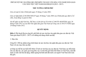 Quyết định 1598/QĐ-TTg năm 2012 Dự án công bố phổ biến tài sản văn hóa