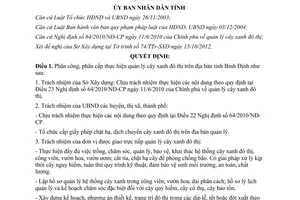 Quyết định 38/2012/QĐ-UBND phân công phân cấp thực hiện quản lý cây xanh đô thị