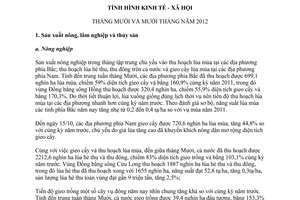 Báo cáo 108/BC-TCTK tình hình kinh tế - xã hội mười tháng năm 2012