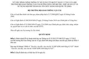 Quyết định 2637/QĐ-BGTVT năm 2012 đính chính Thông tư 25/2012/TT-BGTVT