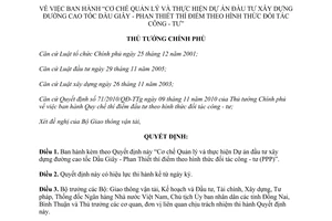 Quyết định 1597/QĐ-TTg năm 2012 Cơ chế quản lý thực hiện Dự án đầu tư xây dựng
