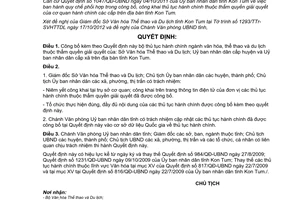 Quyết định 458/QĐ-CT năm 2012 thủ tục thuộc thẩm quyền Sở VHTTDL UBND cấp huyện xã Kon Tum