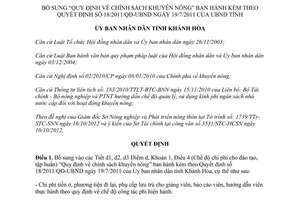 Quyết định 37/2012/QĐ-UBND bổ sung quy định chính sách khuyến nông