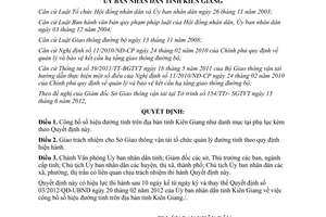 Quyết định 33/2012/QĐ-UBND công bố số hiệu đường tỉnh trên địa bàn tỉnh