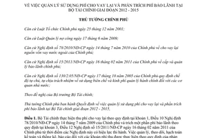 Quyết định 46/2012/QĐ-TTg quản lý sử dụng phí cho vay lại và phần trích phí