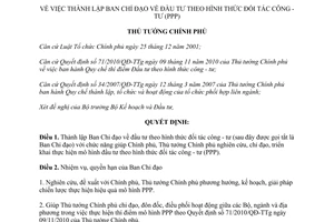 Quyết định 1624/QĐ-TTg năm 2012 thành lập Ban Chỉ đạo đầu tư theo hình thức công