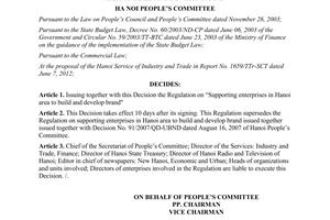 Decision No. 31/2012/QD-UBND promulgation of regulation on supporting enterpris