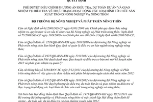 Quyết định 2680/QĐ-BNN-KH phê duyệt điều chỉnh phương án điều tra dự toán Dự án