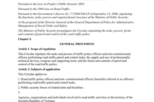 Circular No. 65/2012/TT-BCA stipulating tasks powers forms and contents of pat