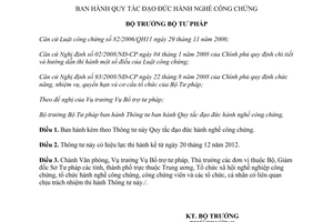 Thông tư 11/2012/TT-BTP Quy tắc đạo đức hành nghề công chứng