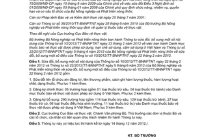 Thông tư 54/2012/TT-BNNPTNT sửa đổi Thông tư 10/2012/TT-BNNPTNT Danh mục thuốc