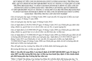 Thông tư 37/2012/TT-BGDĐT sửa đổi Quyết định 65/2007/QĐ-BGDĐT
