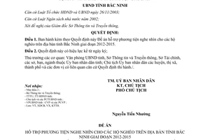 Quyết định 80/2012/QĐ-UBND hỗ trợ phương tiện nghe nhìn cho các hộ nghèo Bắc Ninh 2012 2015