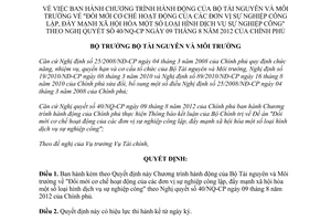 Quyết định 1805/QĐ-BTNMT năm 2012 Ban hành Chương trình hành động Bộ Tài nguyên