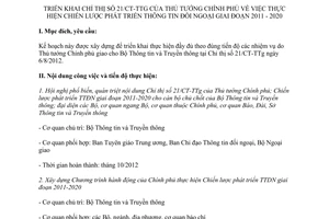 Kế hoạch 2668/KH-BTTTT phát triển thông tin đối ngoại