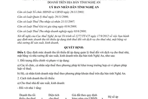 Quyết định 71/2012/QĐ-UBND quy định mức doanh thu tối thiểu áp dụng để quản lý