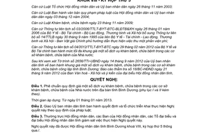 Nghị quyết 23/2012/NQ-HĐND8 phê chuẩn quy định giá một số dịch vụ khám bệnh