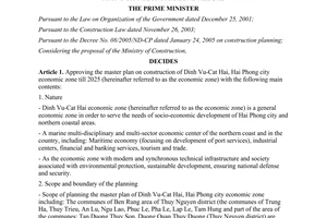 Decision No. 1438/QD-TTg approving the master plan on construction of Dinh Vu