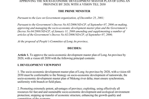 Decision No.1439/QD-TTg approving the socio-economic development master plan