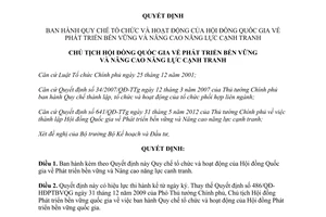 Quyết định 112/QĐ-HĐQGPTBV&NCNLCT năm 2012 về Quy chế tổ chức hoạt động