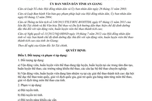 Quyết định 34/2012/QĐ-UBND chế độ dinh dưỡng đặc thù đối với vận động viên