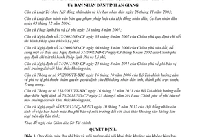 Quyết định 33/2012/QĐ-UBND mức thu phí bảo vệ môi trường