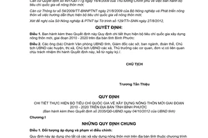 Quyết định 2035/QĐ-UBND năm 2012 thực hiện bộ tiêu chí quốc gia xây dựng