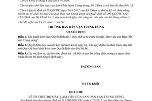 Quyết định 115-QĐ/BDVTW năm 2012 tổ chức bộ máy làm việc Ban Dân vận Trung ương