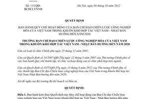 Quyết định 113/QĐ-BCĐCLVNNB của Ban Chỉ đạo chiến lược công nghiệp hóa