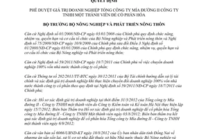 Quyết định 2414/QĐ-BNN-ĐMDN phê duyệt giá trị doanh nghiệp Tổng công ty Mía