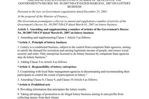 Decree No. 78/2012/ND-CP amending and supplementing a number of articles of the