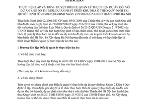 Hướng dẫn 6502/SXD-QLDA Điều lệ quản lý thực hiện dự án đối với dự án khu đô thị