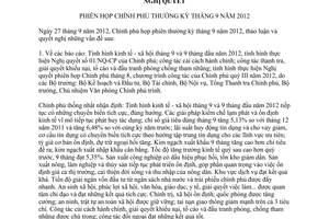 Nghị quyết 67/NQ-CP năm 2012 phiên họp Chính phủ thường kỳ tháng 9