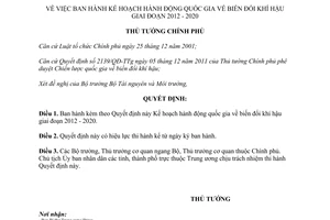 Quyết định 1474/QĐ-TTg của Thủ tướng Chính phủ việc ban hành Kế hoạch hành động