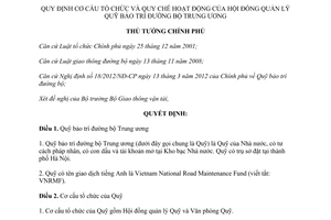 Quyết định 1486/QĐ-TTg năm 2012 quy định cơ cấu tổ chức Quy chế hoạt động