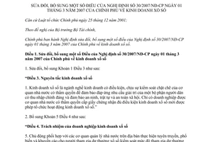 Nghị định 78/2012/NĐ-CP sửa đổi Nghị định 30/2007/NĐ-CP kinh doanh xổ số