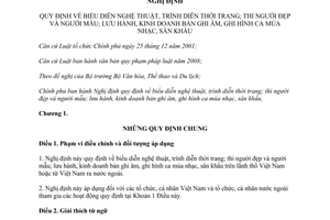 Nghị định 79/2012/NĐ-CP Quy định biểu diễn nghệ thuật trình diễn thời trang