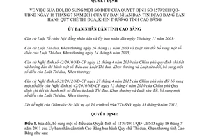 Quyết định 1420/2012/QĐ-UBND sửa đổi Quyết định 1579/2011/QĐ-UBND Quy chế