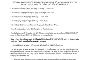 Nghị định 77/2012/NĐ-CP sửa đổi Nghị định 90/2008/NĐ-CP chống thư rác