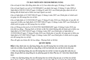 Quyết định 45/2012/QĐ-UBND chính sách trợ giúp đối tượng bảo trợ xã hội