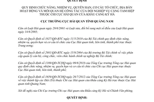 Quyết định 991/QĐ-HQQNa năm 2012 chức năng nhiệm vụ Đội Nghiệp vụ cảng Tam Hiệp