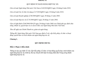 Thông tư 31/2012/TT-NHNN quy định ngân hàng hợp tác xã