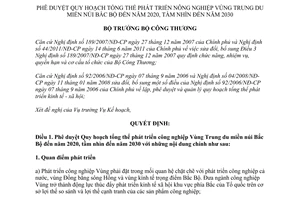 Quyết định 7157/QĐ-BCT năm 2012 Quy hoạch tổng thể phát triển công nghiệp